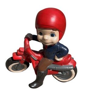 VINTAGE ATLANTIC MOLD COMPANY MAC Ceramic Boy Riding Motorcycle Display RARE!